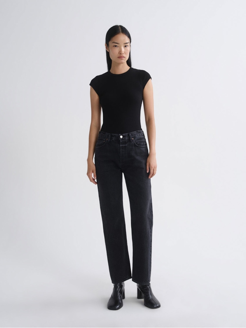 Agolde Black High-Rise Straight Leg Jeans